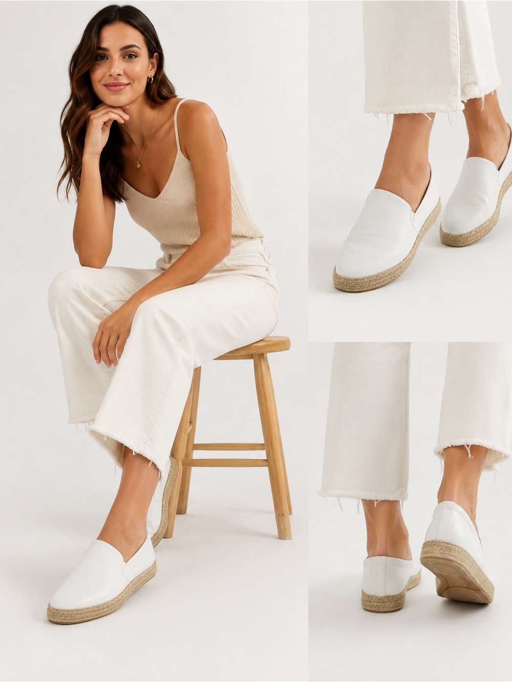 Vince White Leather Slip-On Espadrilles excellent condition size 11